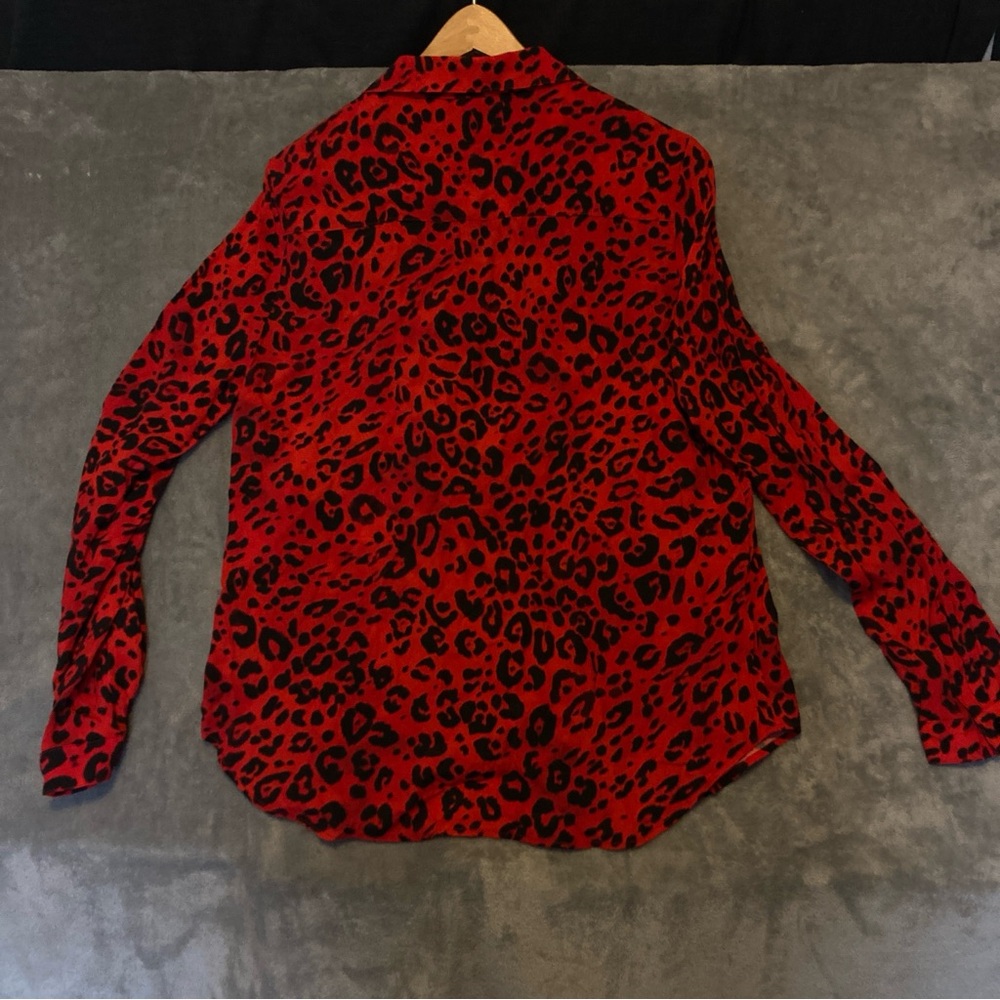 Karen Kane Red and Black Leopard Print Blouse - Picture 12 of 15